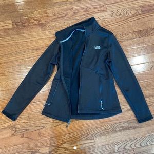black lined north face jacket